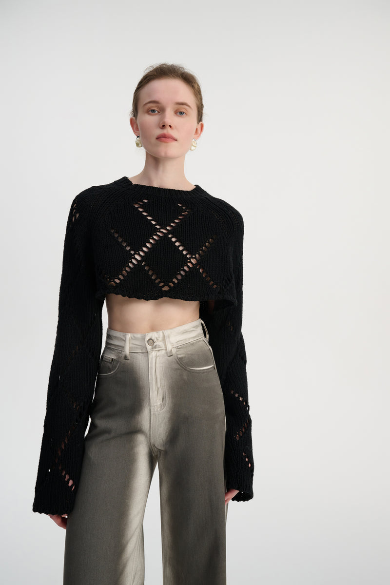 Cropped open back sweater