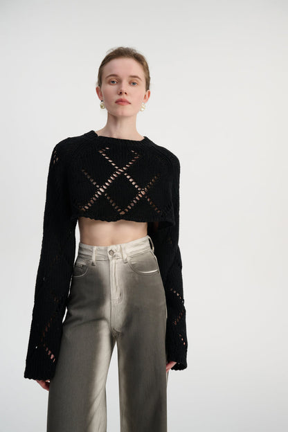 Cropped open back sweater