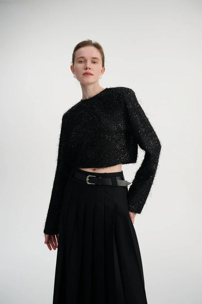 Cropped sequin top