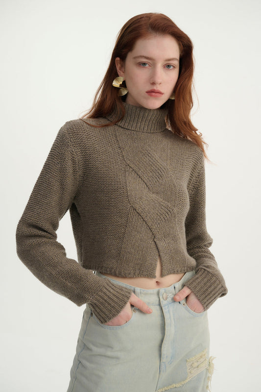 Cropped turtleneck sweater
