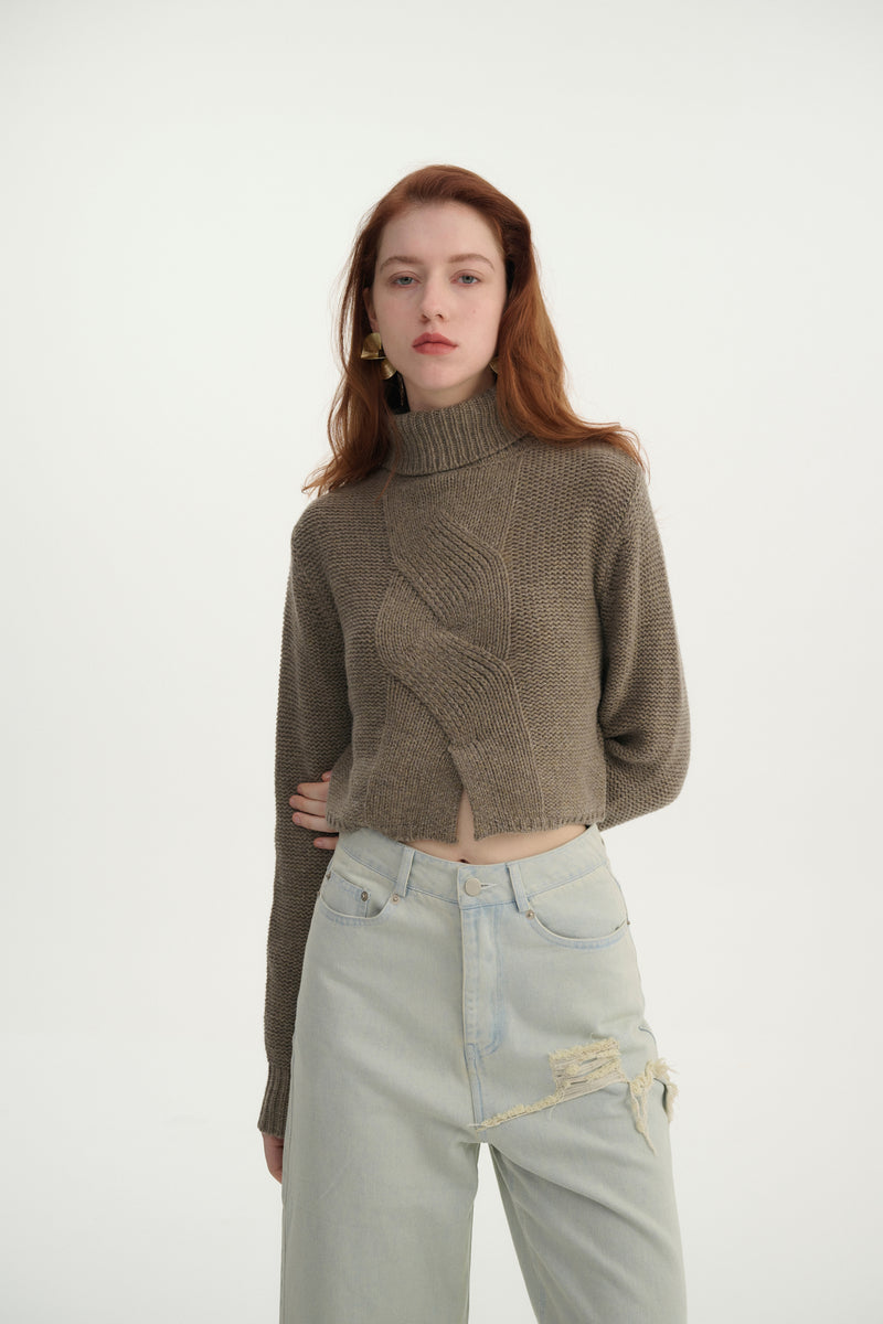 Cropped turtleneck sweater