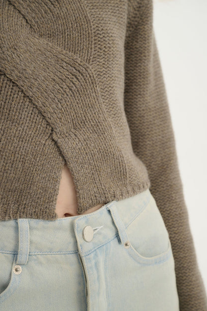 Cropped turtleneck sweater