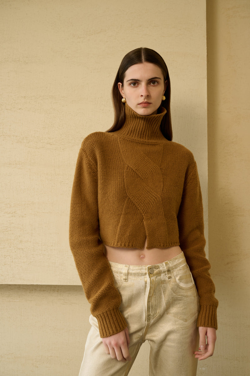 Cropped turtleneck sweater