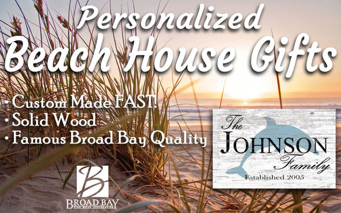 Personalized Beach Family Sign Coastal Beach House Decor Dolphin Design - Broad Bay Personalized Gifts Shipped Fast