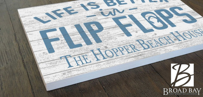 Personalized Beach House Sign Flip Flop Summer Decor Gift - Broad Bay Personalized Gifts Shipped Fast