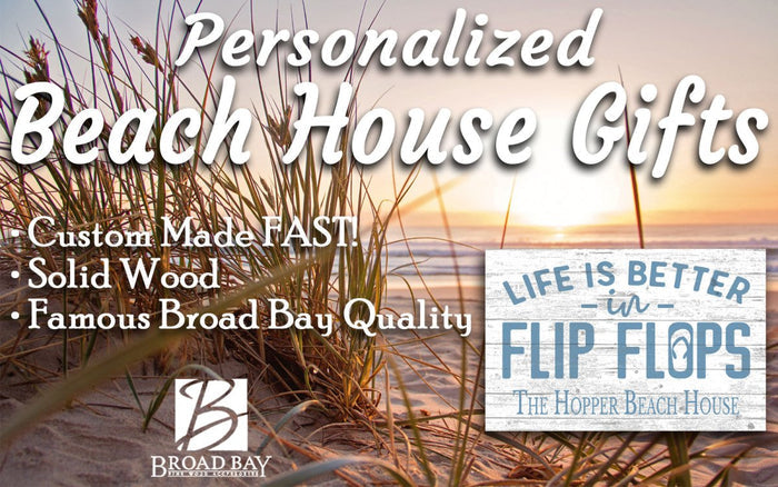 Personalized Beach House Sign Flip Flop Summer Decor Gift - Broad Bay Personalized Gifts Shipped Fast