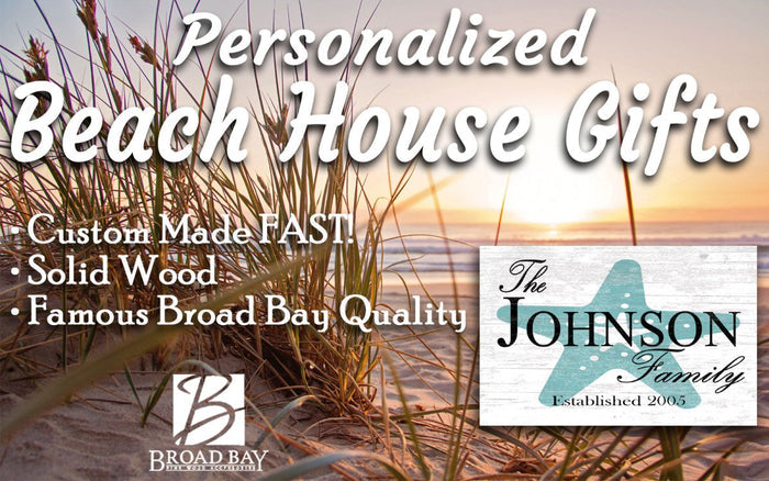 Custom Beach House Sign with Name & Established Date Starfish Design - Broad Bay Personalized Gifts Shipped Fast