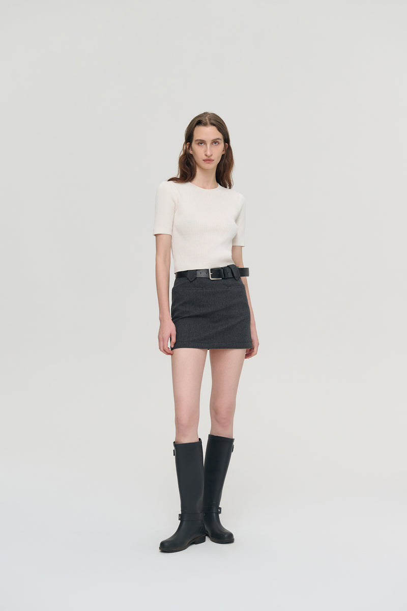 Cutout short sleeve knit top