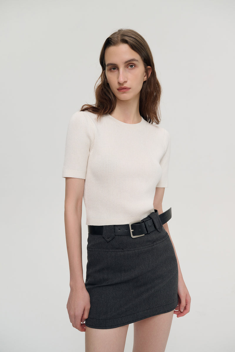 Cutout short sleeve knit top