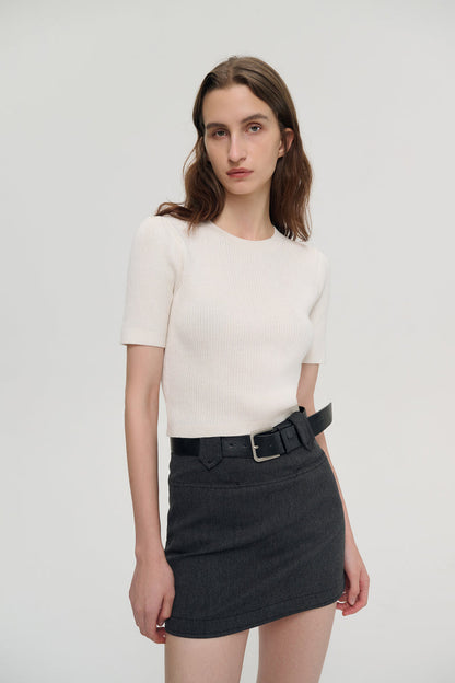 Cutout short sleeve knit top