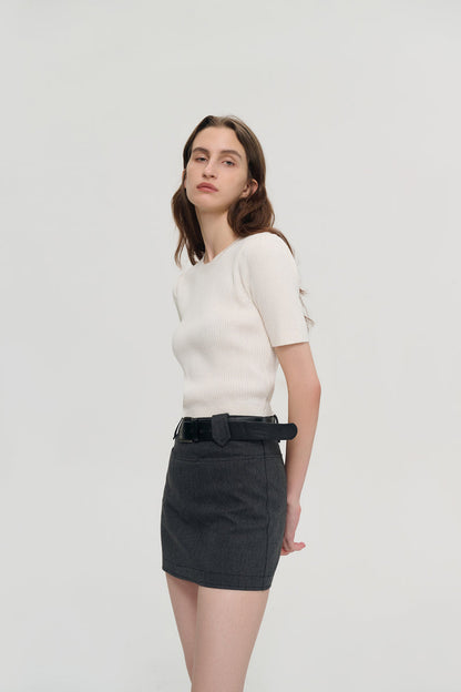 Cutout short sleeve knit top
