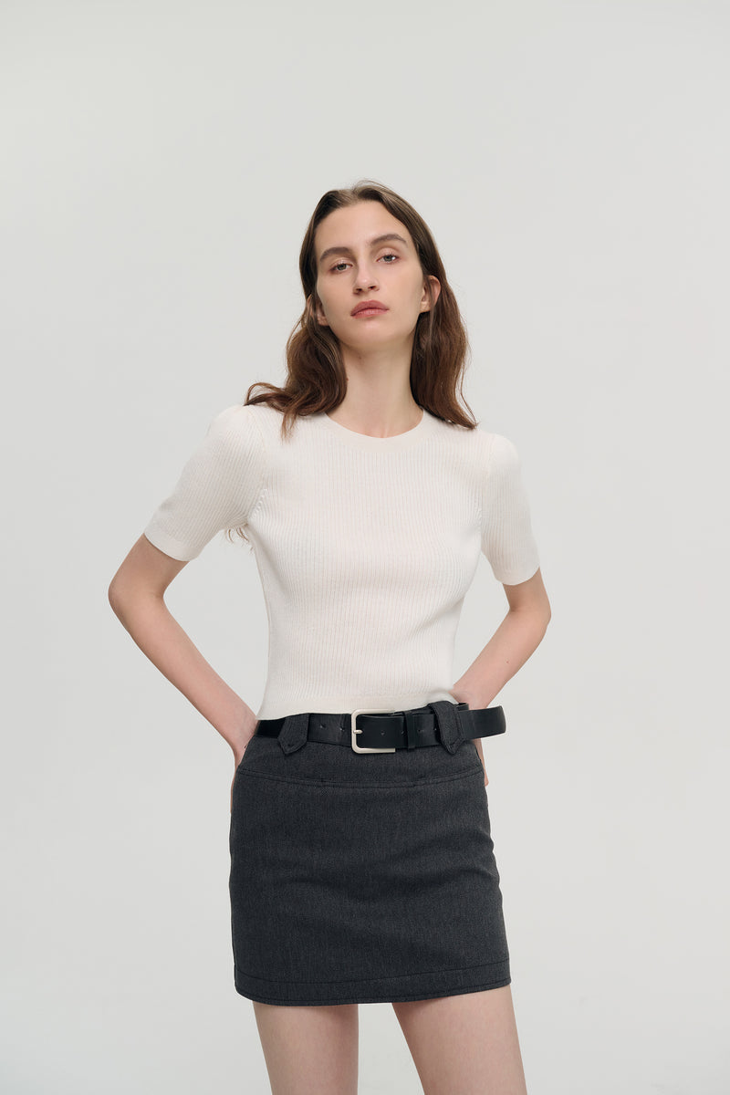 Cutout short sleeve knit top