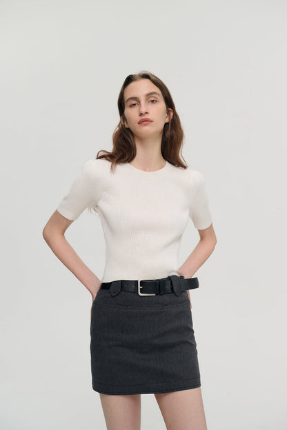 Cutout short sleeve knit top