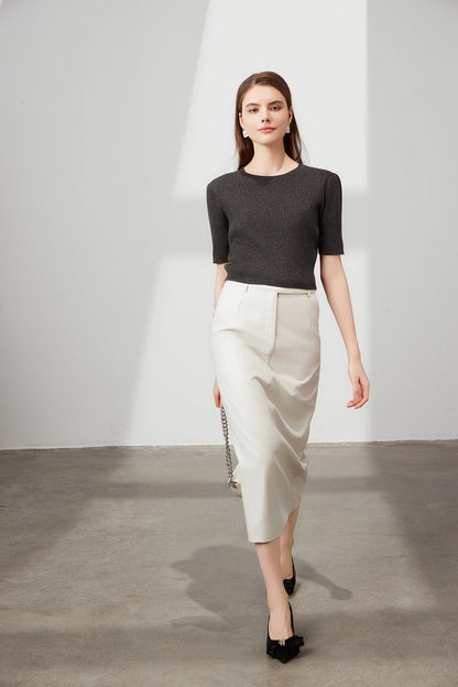 Cutout short sleeve knit top