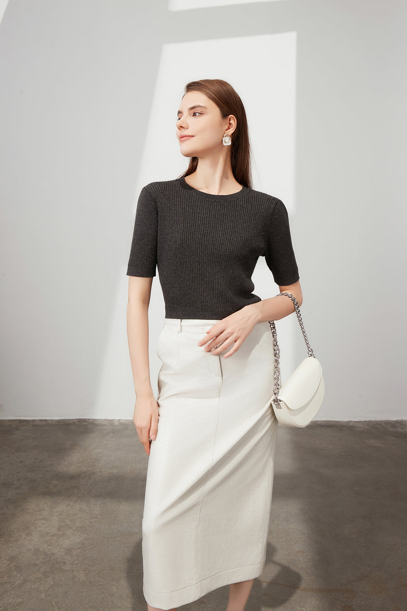 Cutout short sleeve knit top