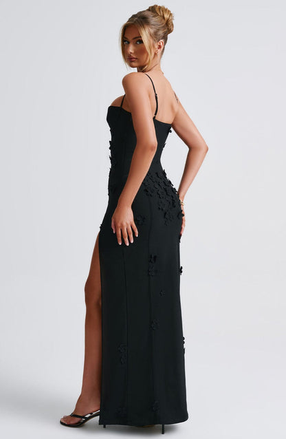 Dalary Maxi Dress - Black Lined Dress Babyboo Fashion Premium Exclusive Design