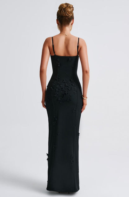 Dalary Maxi Dress - Black Lined Dress Babyboo Fashion Premium Exclusive Design