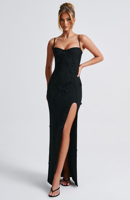 Dalary Maxi Dress - Black Lined Dress Babyboo Fashion Premium Exclusive Design
