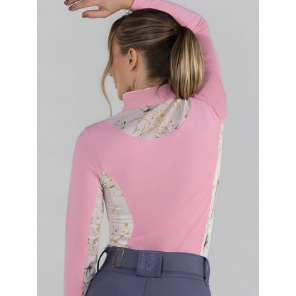 Dapplebay Grace 1/4 Zip LS Riding Top-Light Pink/Dragonfly Meadow