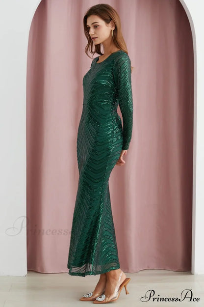 Dark Green Stylish Sequin Mermaid Gown