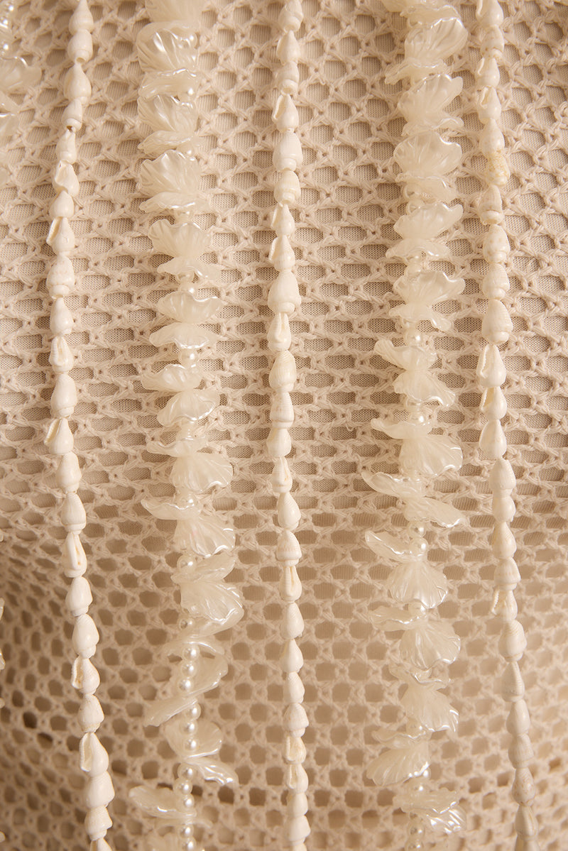 Daya Ivory Shell Embellished Halter Top