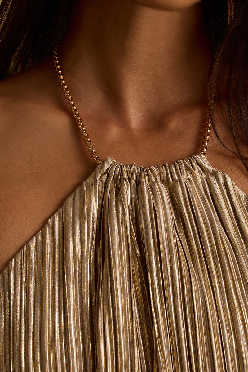 Daybreak Gold Plisse Mini Dress