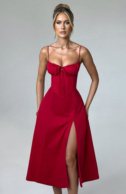 Deanna Midi Dress - Red Dress Babyboo Fashion Premium Exclusive Design