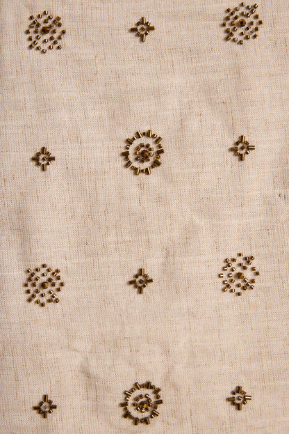 Del Sol Natural and Gold Beaded Mini Skirt