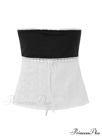 Delicate Lace Hollow Splicing Sexy Slim Crop Top