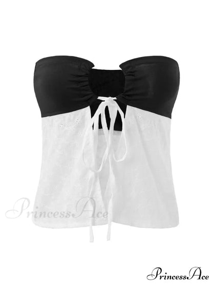 Delicate Lace Hollow Splicing Sexy Slim Crop Top