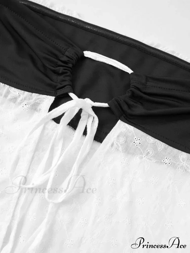 Delicate Lace Hollow Splicing Sexy Slim Crop Top
