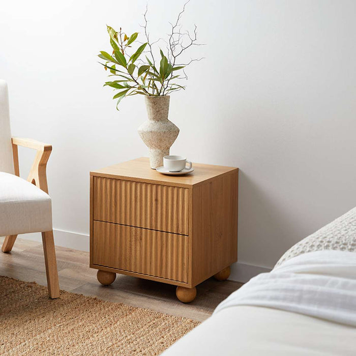 Deven Ball Feet Bedside Table - Natural