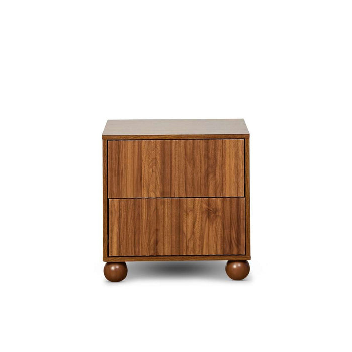 Deven Ball Feet Bedside Table - Walnut