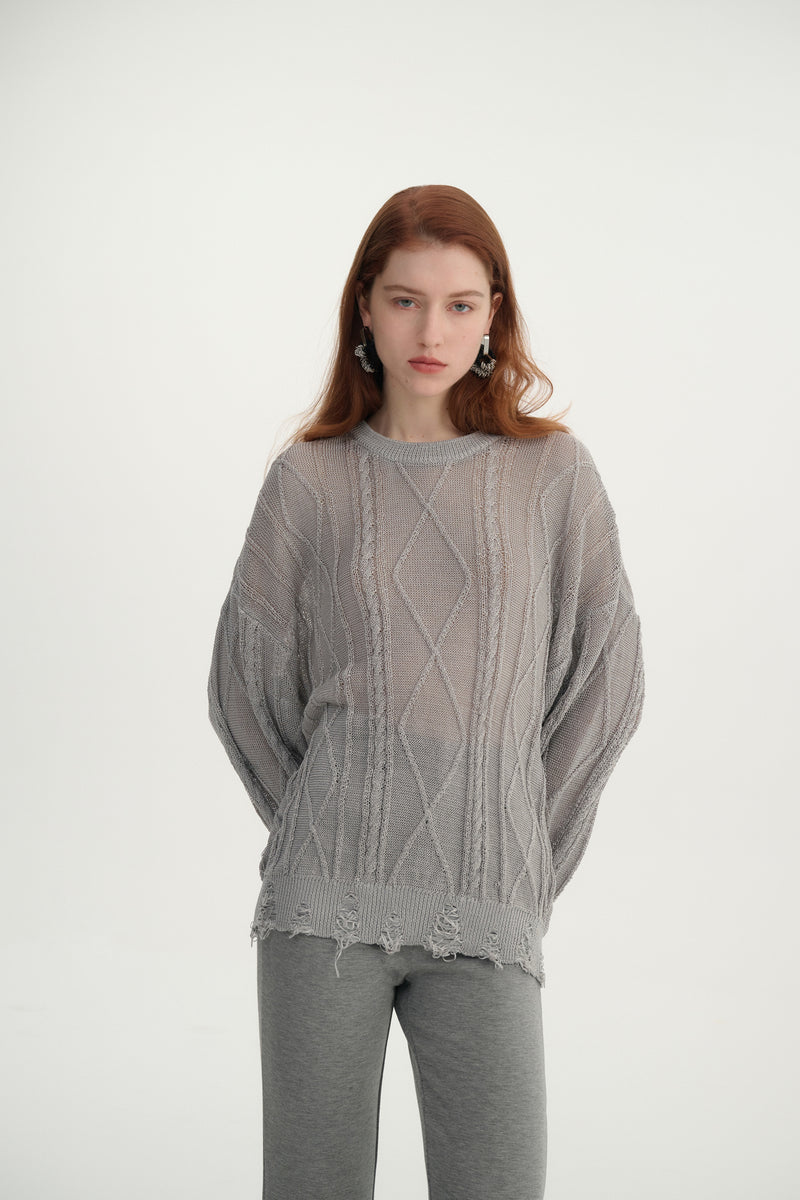 Distressed lightweight sweater