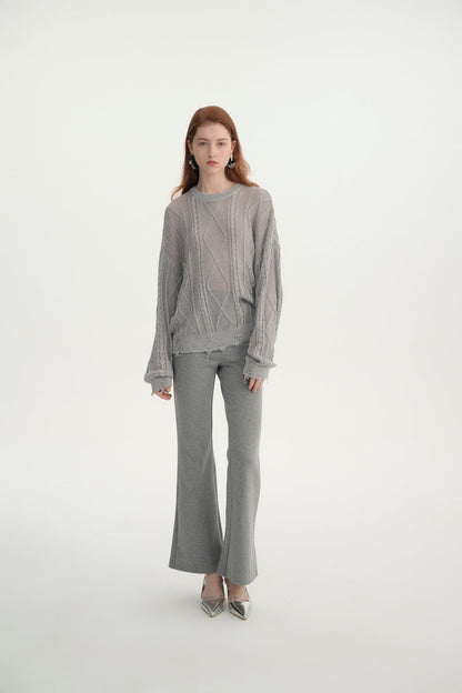 Distressed lightweight sweater