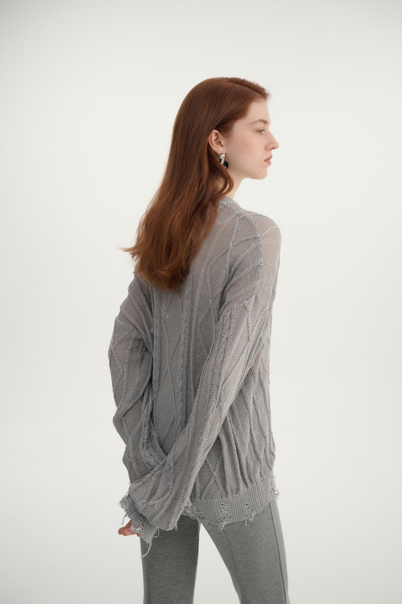 Distressed lightweight sweater