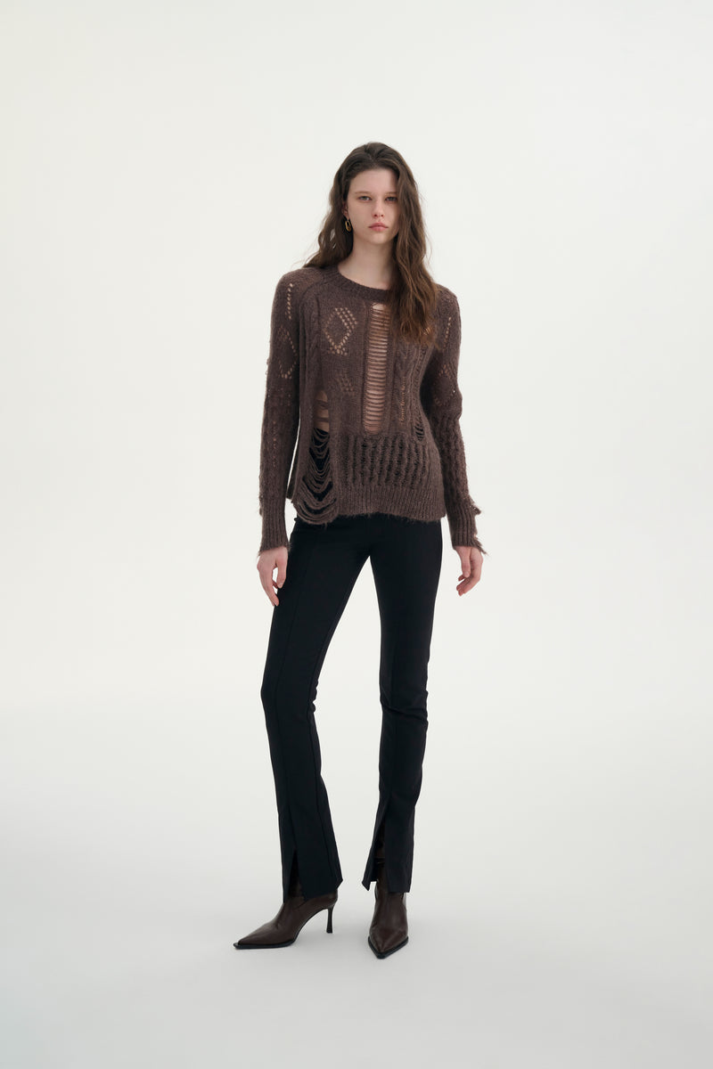 Distressed relaxed sweater
