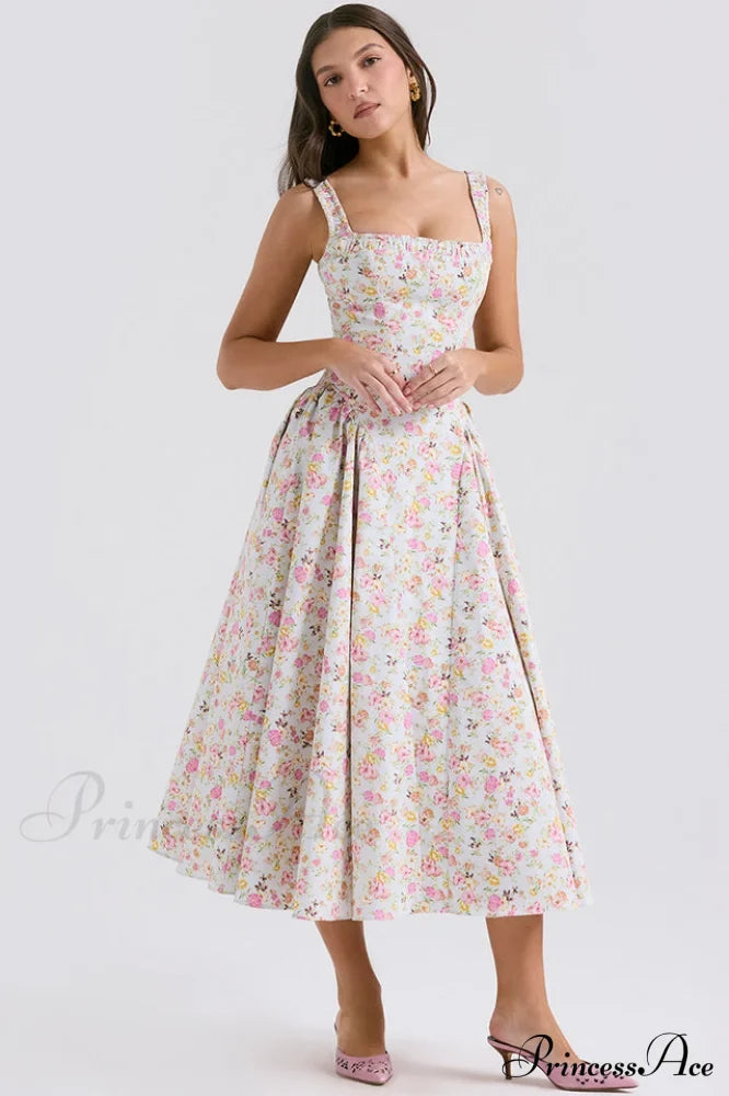 Dorothy White Stylish Rosebud Print Sundress