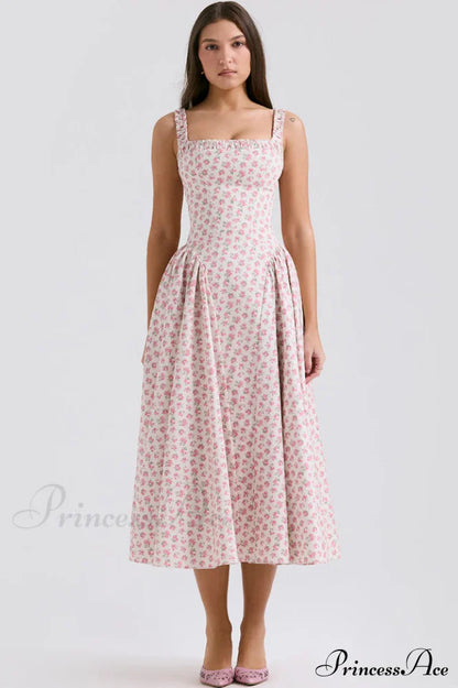 Dorothy White Stylish Rosebud Print Sundress