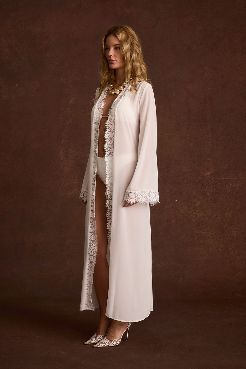Dove White Bridal Robe paired with complementary accessories for a polished look.