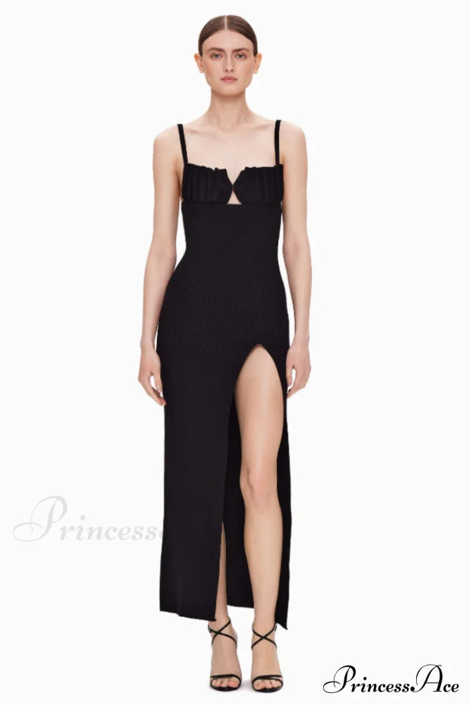 Draped Bustier Stylish Ribbed Midi Dress