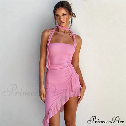 Draped Frill Stylish Tube Mini Dress