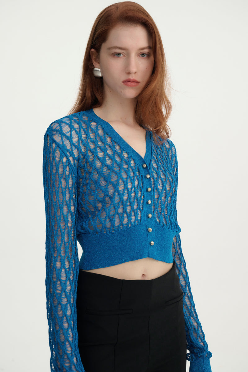Drop stitch cropped cardigan