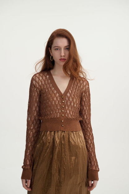Drop stitch cropped cardigan
