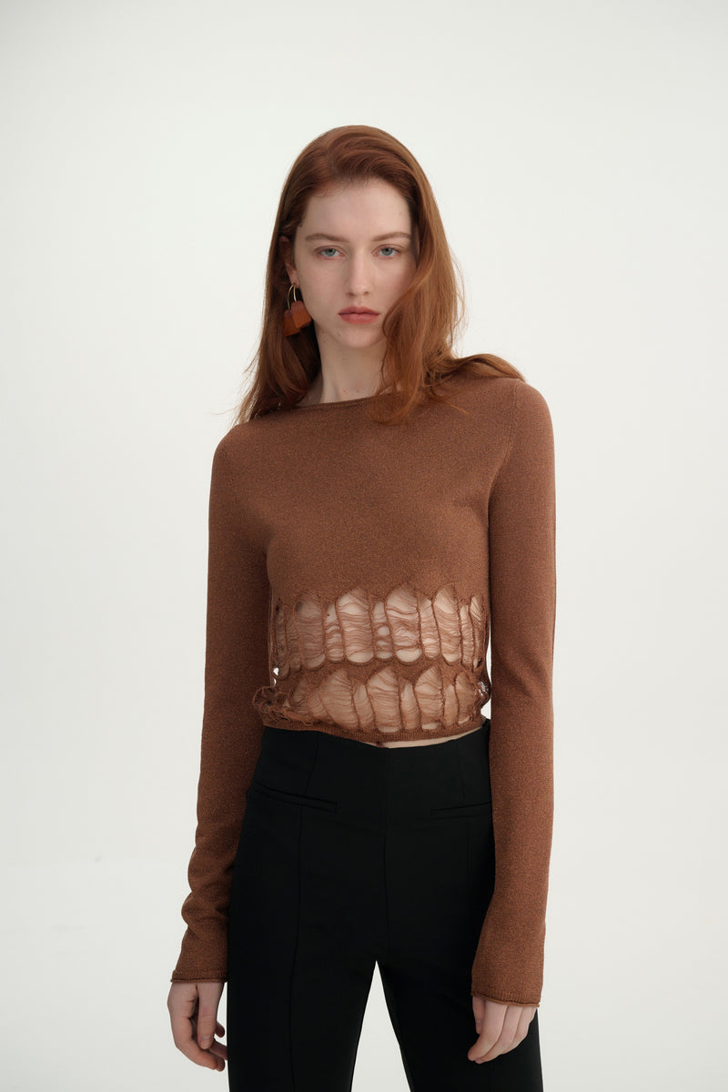 Drop stitch cropped top