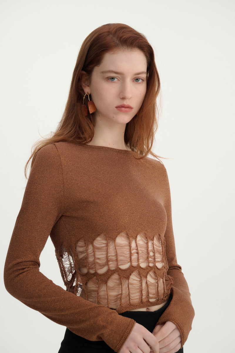 Drop stitch cropped top