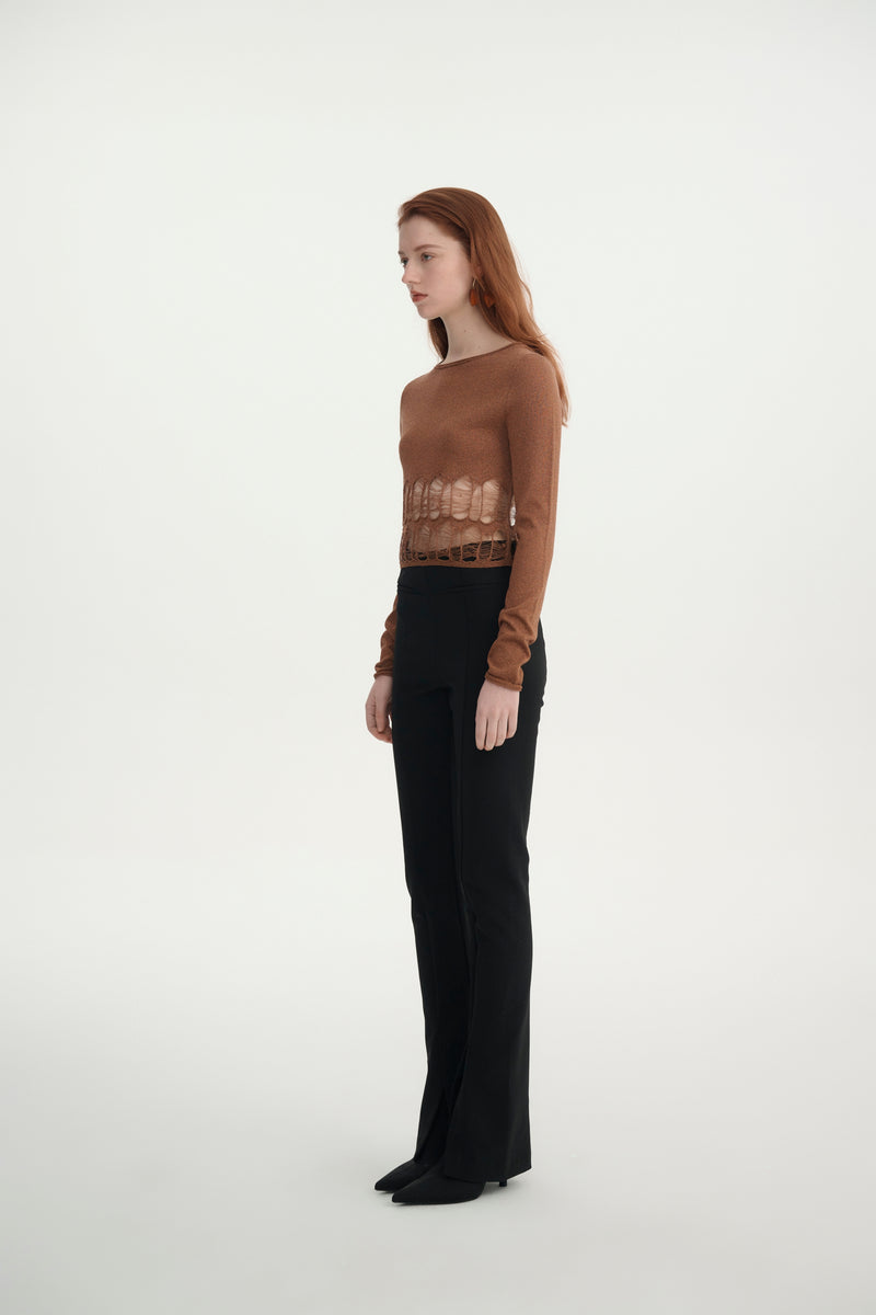 Drop stitch cropped top
