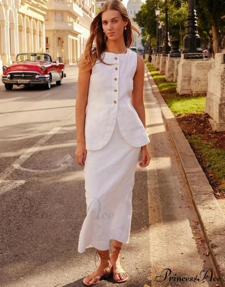 Edet Two Stylish Piece Set White / S