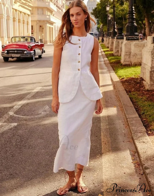 Edet Two Stylish Piece Set White / S