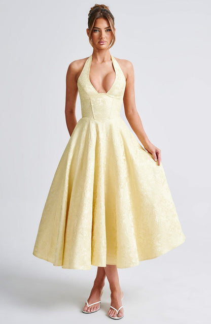 Effie Midi Dress - Lemon Dress Babyboo Fashion Premium Exclusive Design